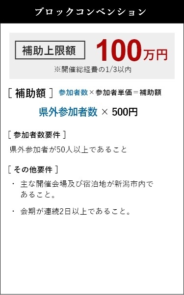 ブロックコンベンション 補助上限額100万円※開催総経費の1/3以内