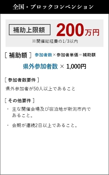 全国・ブロックコンベンション　補助上限額200万円※開催総経費の1/3以内