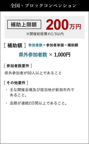 全国・ブロックコンベンション　補助上限額200万円※開催総経費の1/3以内